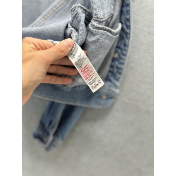 TOPSHOP MOTO MEDIUM WASH WOMEN'S DENIM TRUCKER JEAN JACKET Sz US 6 INNER POCKETS - Picture 12 of 13